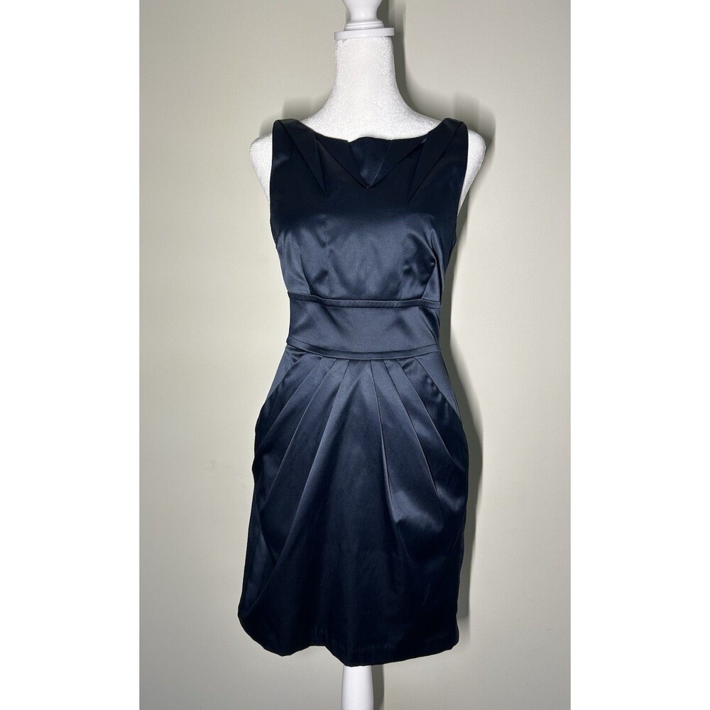 Teeze Me Women’s Blue Semi-formal Pleated Dress Size 3 Stretch Satin Finish Prom